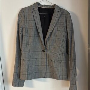 Banana Republic Black and Gray Checkered Blazer